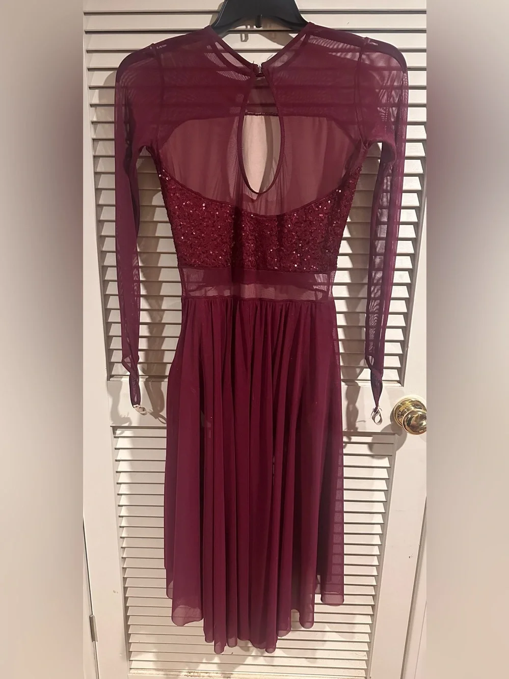 Weissman “Island” Plum Long-Sleeve Sequin Dance Dress - LA